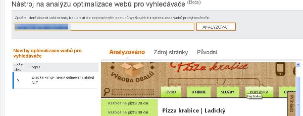 Analýza optimalizace webů pro vyhledávače