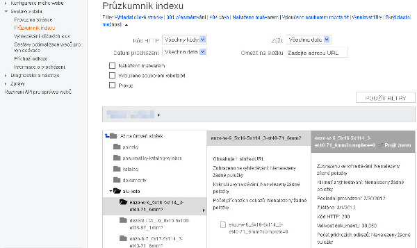 Průzkumník indexu webu