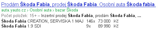 Mikrodata Google - Škoda Fabia