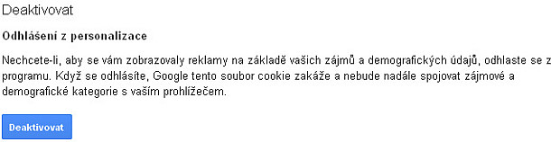 Správce reklam Google - odhlášení se